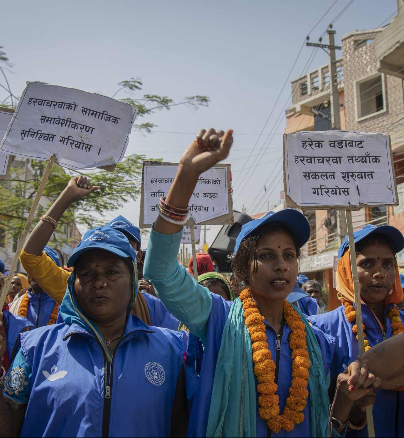Activists in Nepal at a march.